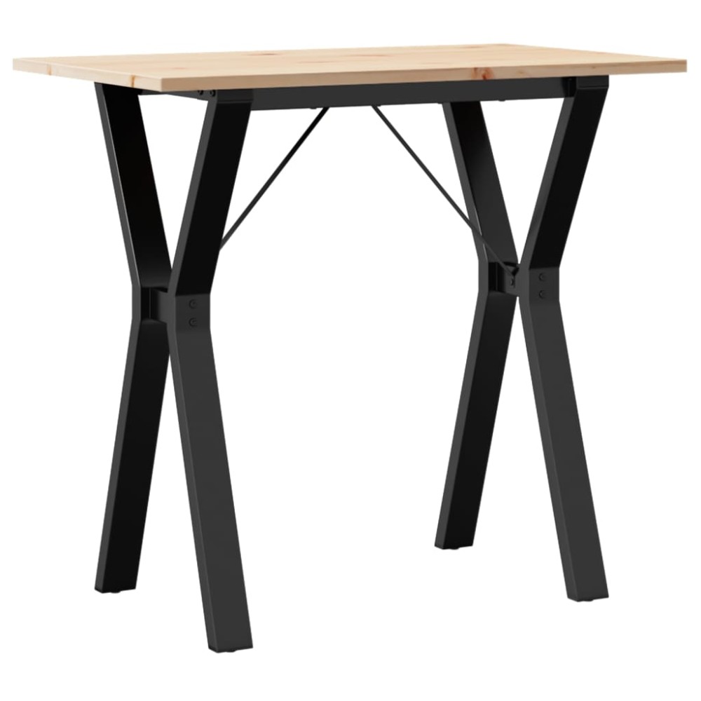 vidaXL Masă de bucătărie, cadru Y, 80x50x75 cm lemn masiv pin și Oţel