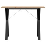 vidaXL Masă de bucătărie, cadru Y, 100x50x75cm lemn masiv pin și Oţel