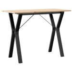 vidaXL Masă de bucătărie, cadru Y, 100x50x75cm lemn masiv pin și Oţel