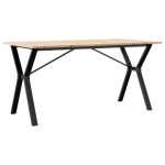 vidaXL Masă de bucătărie, cadru Y, 140x80x75cm lemn masiv pin și Oţel