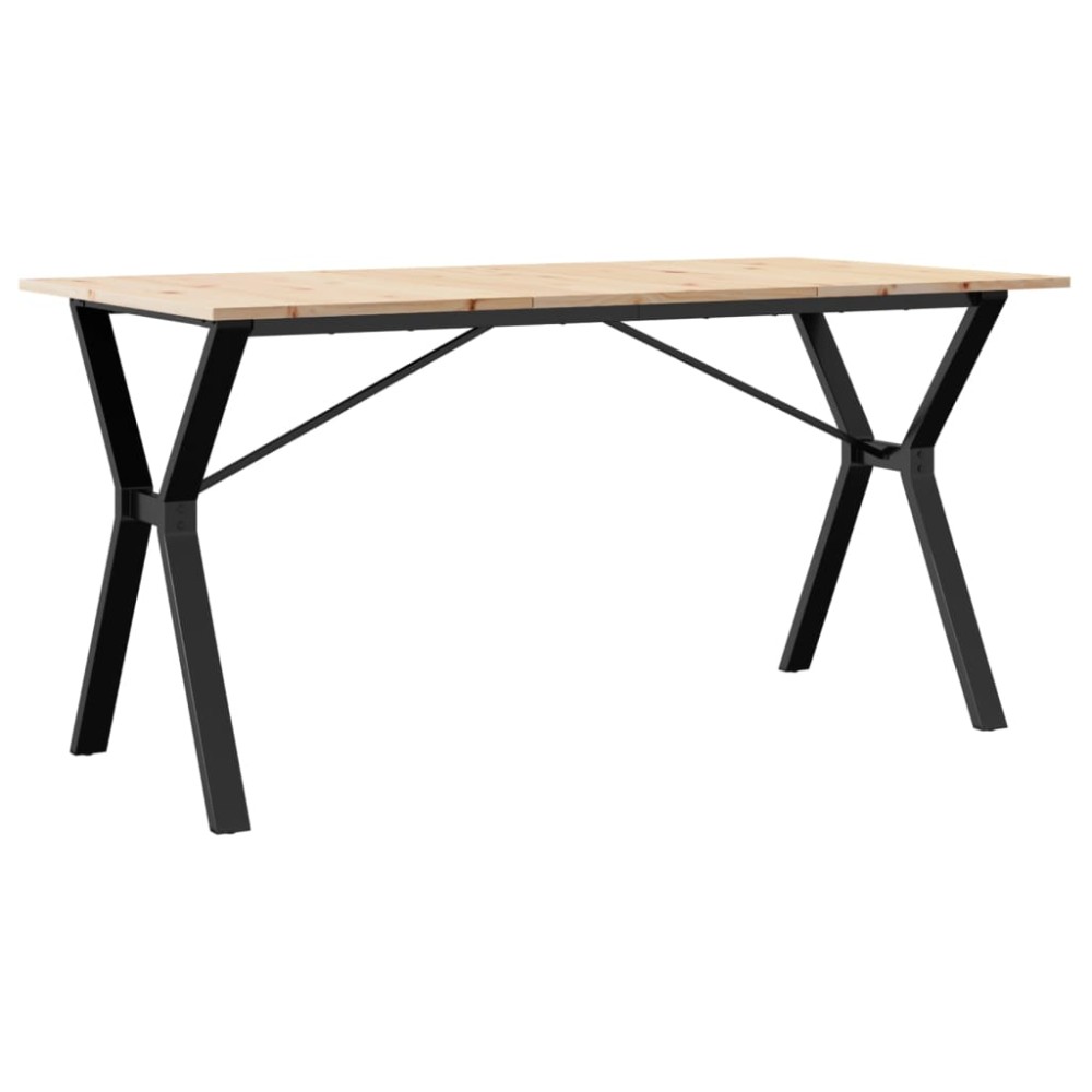 vidaXL Masă de bucătărie, cadru Y, 160x80x75cm lemn masiv pin și Oţel