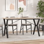 vidaXL Masă de bucătărie, cadru Y, 160x80x75cm lemn masiv pin și Oţel