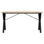 vidaXL Masă de bucătărie, cadru Y, 160x80x75cm lemn masiv pin și Oţel