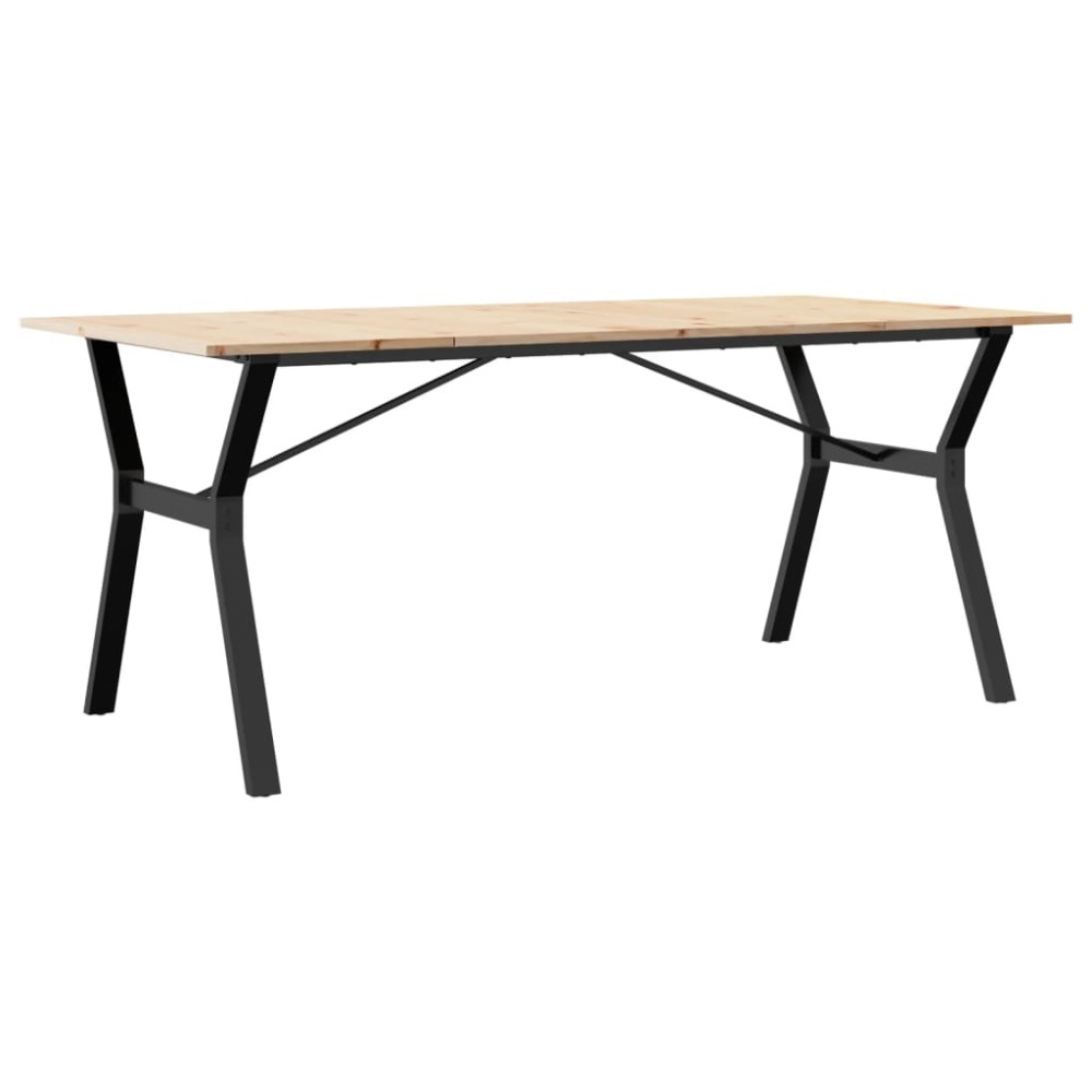 vidaXL Masă de bucătărie, cadru Y, 180x90x75cm lemn masiv pin și Oţel