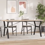 vidaXL Masă de bucătărie, cadru Y, 180x90x75cm lemn masiv pin și Oţel