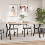 vidaXL Masă de bucătărie, cadru Y, 180x90x75cm lemn masiv pin și Oţel