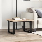 vidaXL Masă de cafea, cadru O, 70x70x40,5 cm, lemn masiv pin și Oţel