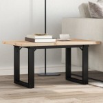 vidaXL Masă de cafea, cadru O, 80x50x40,5 cm, lemn masiv pin și Oţel