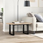 vidaXL Masă de cafea, cadru O, 80x50x40,5 cm, lemn masiv pin și Oţel