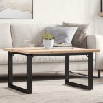 vidaXL Masă de cafea, cadru O, 80x80x45,5 cm, lemn masiv pin și Oţel