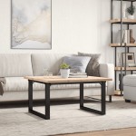 vidaXL Masă de cafea, cadru O, 80x80x45,5 cm, lemn masiv pin și Oţel