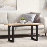 vidaXL Masă de cafea, cadru O, 90x40x45,5 cm, lemn masiv pin și Oţel