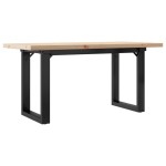 vidaXL Masă de cafea, cadru O, 90x40x45,5 cm, lemn masiv pin și Oţel