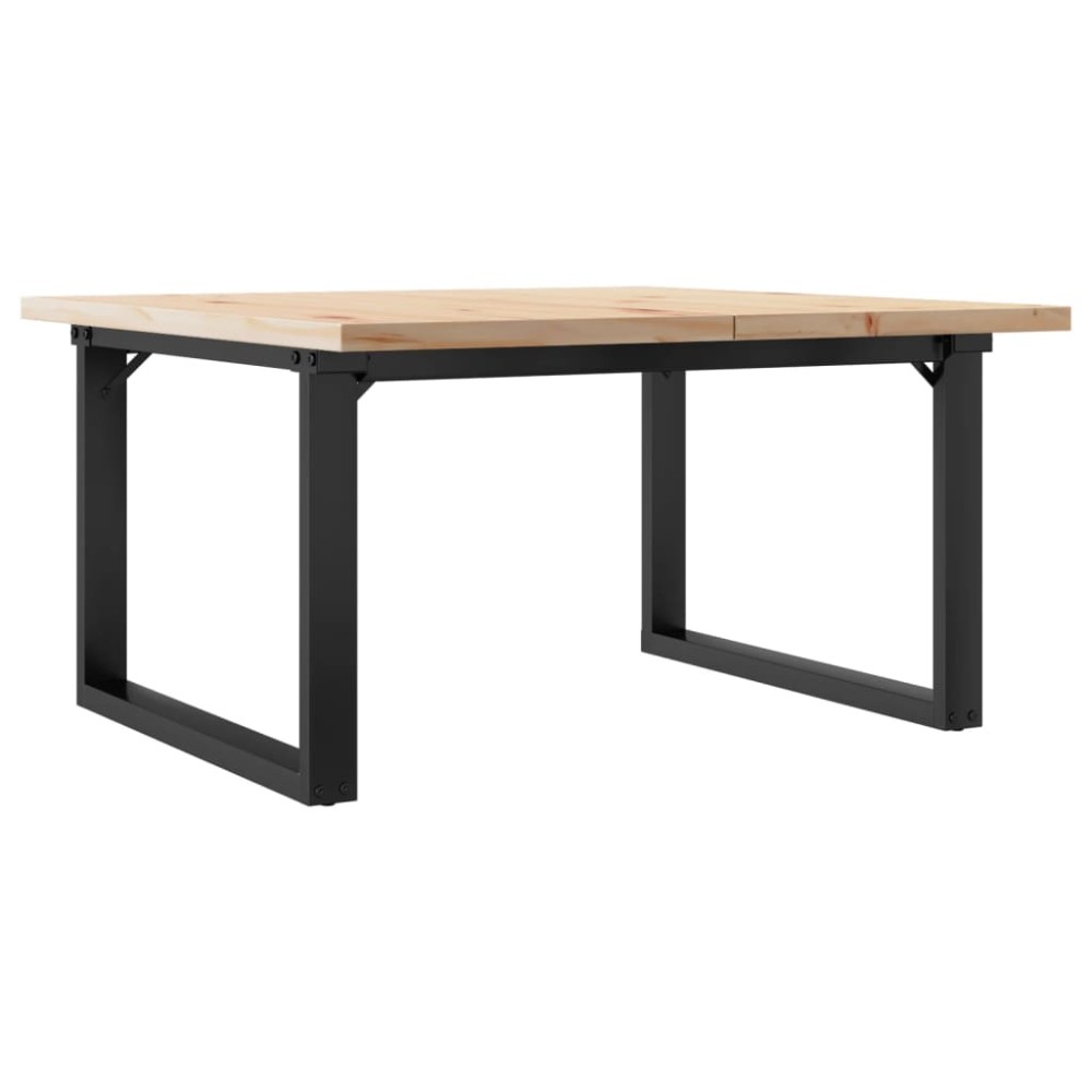 vidaXL Masă de cafea, cadru O, 90x90x45,5 cm, lemn masiv pin și Oţel