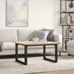 vidaXL Masă de cafea, cadru O, 90x90x45,5 cm, lemn masiv pin și Oţel