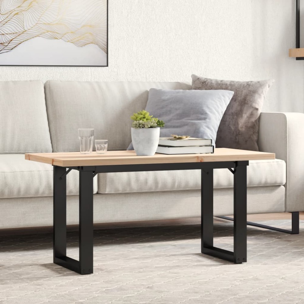 vidaXL Masă de cafea, cadru O, 100x50x45,5 cm, lemn masiv pin și Oţel