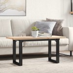 vidaXL Masă de cafea, cadru O, 100x50x45,5 cm, lemn masiv pin și Oţel