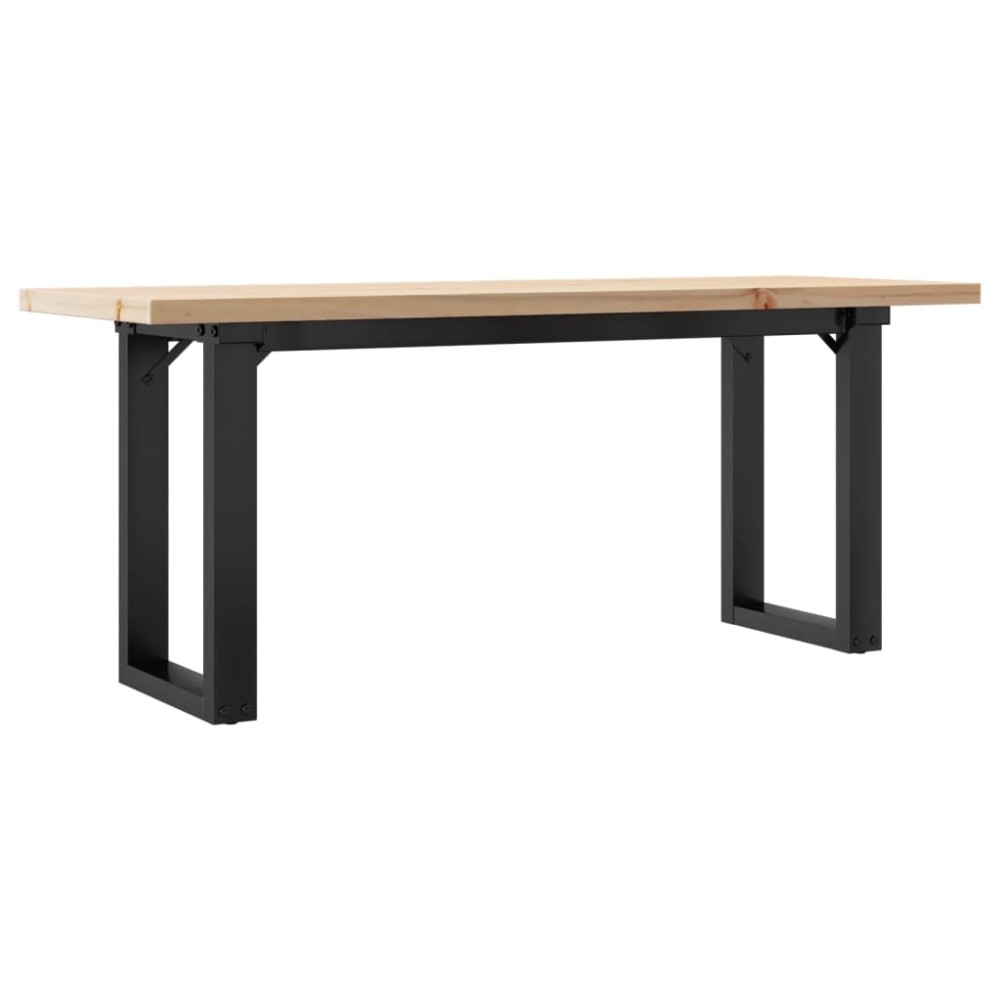 vidaXL Masă de cafea, cadru O, 110x40x45,5 cm, lemn masiv pin și Oţel