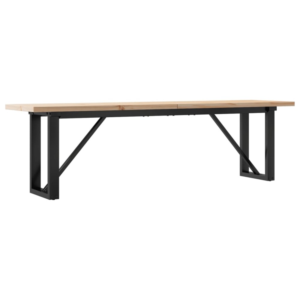 vidaXL Masă de cafea, cadru O, 160x40x45,5 cm, lemn masiv pin și Oţel