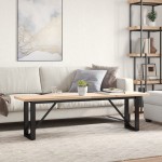 vidaXL Masă de cafea, cadru O, 160x40x45,5 cm, lemn masiv pin și Oţel
