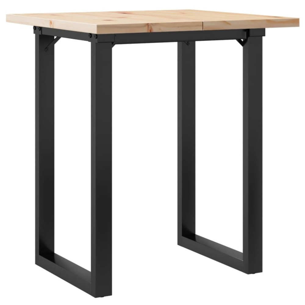 vidaXL Masă bucătărie, cadru O, 70x70x75,5 cm lemn masiv pin și Oţel