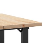 vidaXL Masă bucătărie, cadru O, 70x70x75,5 cm lemn masiv pin și Oţel