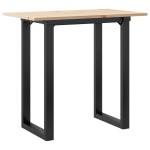 vidaXL Masă bucătărie, cadru O, 80x50x75,5 cm lemn masiv pin și Oţel vidaXL Masă bucătărie, cadru O, 80x50x75,5 cm lemn masiv pin și Oţel