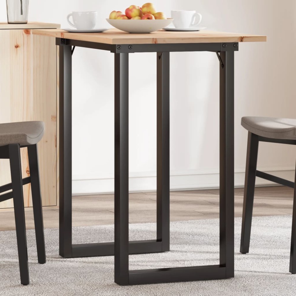 vidaXL Masă bucătărie, cadru O, 80x50x75,5 cm lemn masiv pin și Oţel