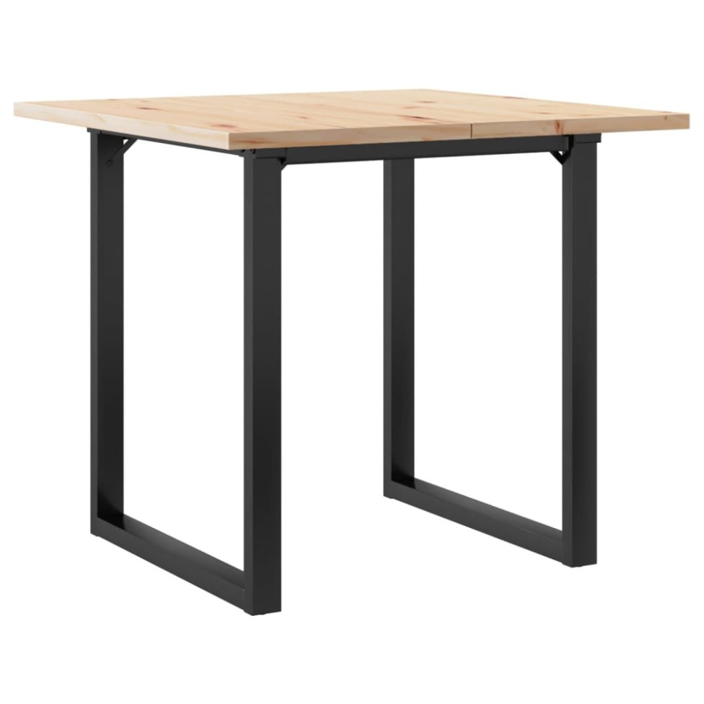 vidaXL Masă bucătărie, cadru O, 80x80x75,5 cm lemn masiv pin și Oţel