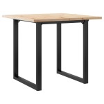 vidaXL Masă bucătărie, cadru O, 80x80x75,5 cm lemn masiv pin și Oţel