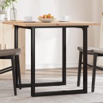 vidaXL Masă bucătărie, cadru O, 90x90x75,5 cm lemn masiv pin și Oţel