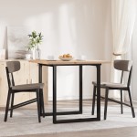 vidaXL Masă bucătărie, cadru O, 90x90x75,5 cm lemn masiv pin și Oţel
