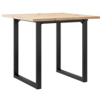 vidaXL Masă bucătărie, cadru O, 90x90x75,5 cm lemn masiv pin și Oţel