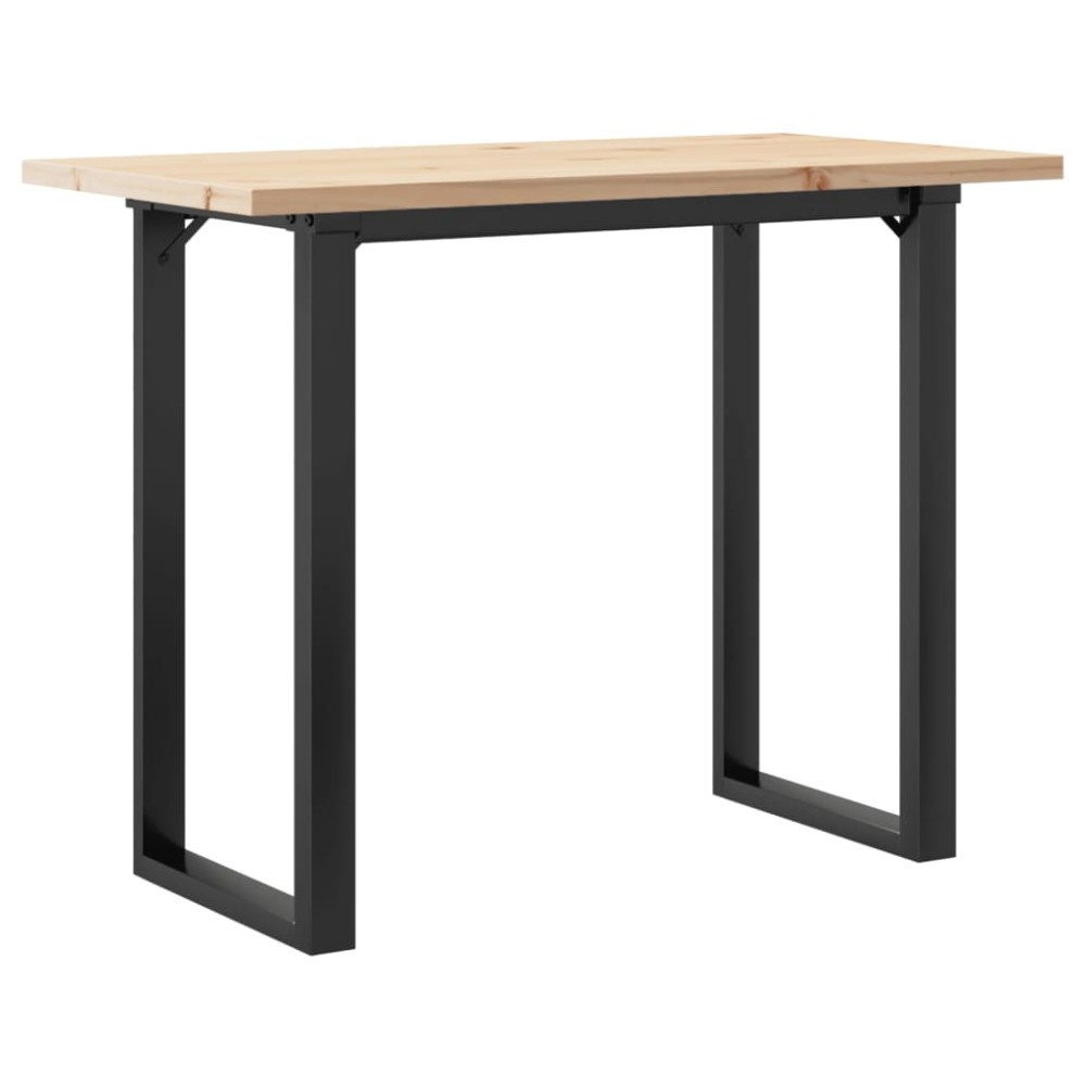 vidaXL Masă bucătărie, cadru O, 100x50x75,5 cm lemn masiv pin și Oţel