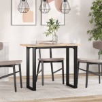 vidaXL Masă bucătărie, cadru O, 100x50x75,5 cm lemn masiv pin și Oţel vidaXL Masă bucătărie, cadru O, 100x50x75,5 cm lemn masiv pin și Oţel