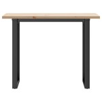 vidaXL Masă bucătărie, cadru O, 100x50x75,5 cm lemn masiv pin și Oţel vidaXL Masă bucătărie, cadru O, 100x50x75,5 cm lemn masiv pin și Oţel