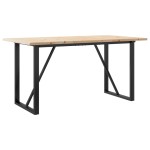 vidaXL Masă bucătărie, cadru O, 140x80x75,5 cm lemn masiv pin și Oţel vidaXL Masă bucătărie, cadru O, 140x80x75,5 cm lemn masiv pin și Oţel