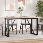 vidaXL Masă bucătărie, cadru O, 140x80x75,5 cm lemn masiv pin și Oţel vidaXL Masă bucătărie, cadru O, 140x80x75,5 cm lemn masiv pin și Oţel