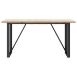 vidaXL Masă bucătărie, cadru O, 140x80x75,5 cm lemn masiv pin și Oţel vidaXL Masă bucătărie, cadru O, 140x80x75,5 cm lemn masiv pin și Oţel