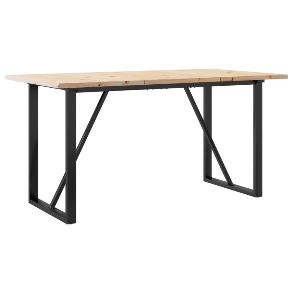 vidaXL Masă bucătărie, cadru O, 160x80x75,5 cm lemn masiv pin și Oţel