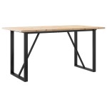 vidaXL Masă bucătărie, cadru O, 160x80x75,5 cm lemn masiv pin și Oţel