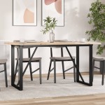 vidaXL Masă bucătărie, cadru O, 160x80x75,5 cm lemn masiv pin și Oţel