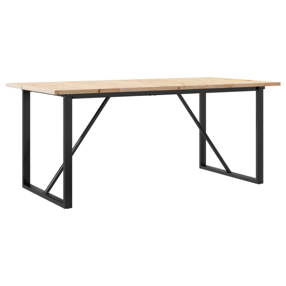 vidaXL Masă bucătărie, cadru O, 180x90x75,5 cm lemn masiv pin și Oţel