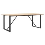 vidaXL Masă bucătărie, cadru O, 200x100x75,5cm lemn masiv pin și Oţel