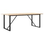 vidaXL Masă bucătărie, cadru O, 200x100x75,5cm lemn masiv pin și Oţel
