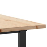 vidaXL Masă bucătărie, cadru O, 200x100x75,5cm lemn masiv pin și Oţel