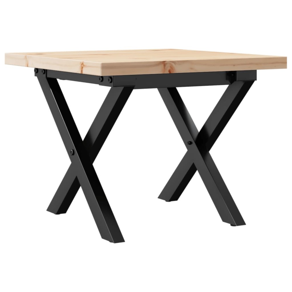 vidaXL Masă de cafea, cadru X, 40x40x35,5 cm, lemn masiv pin și Oţel