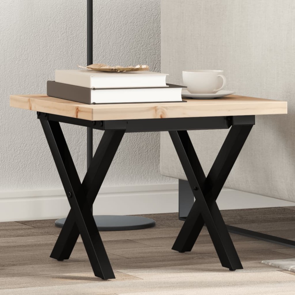 vidaXL Masă de cafea, cadru X, 40x40x35,5 cm, lemn masiv pin și Oţel