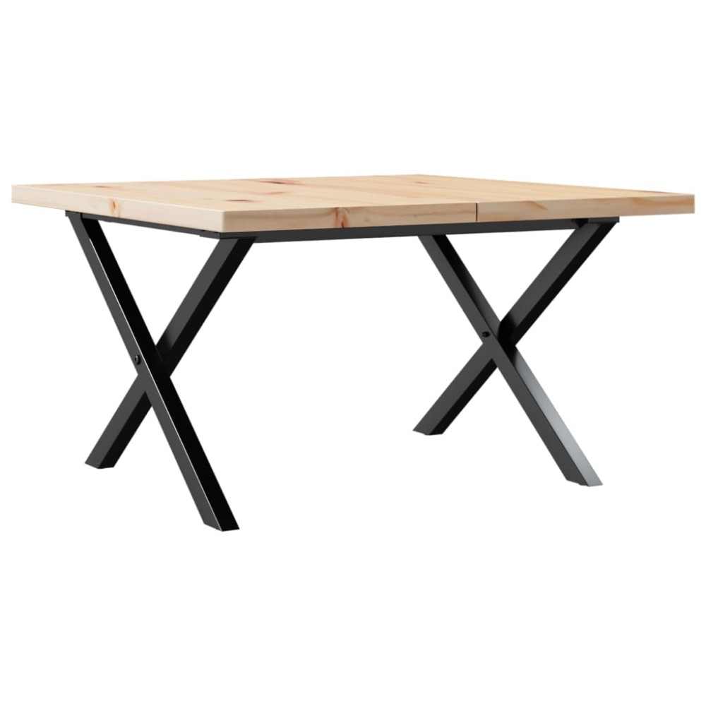 vidaXL Masă de cafea, cadru X, 60x60x40,5 cm, lemn masiv pin și Oţel