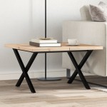 vidaXL Masă de cafea, cadru X, 60x60x40,5 cm, lemn masiv pin și Oţel
